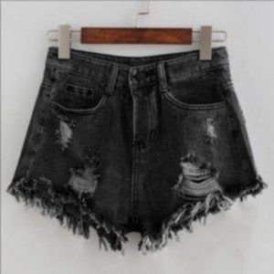 Black Destroyed High Rise Jean Shorts Black Small